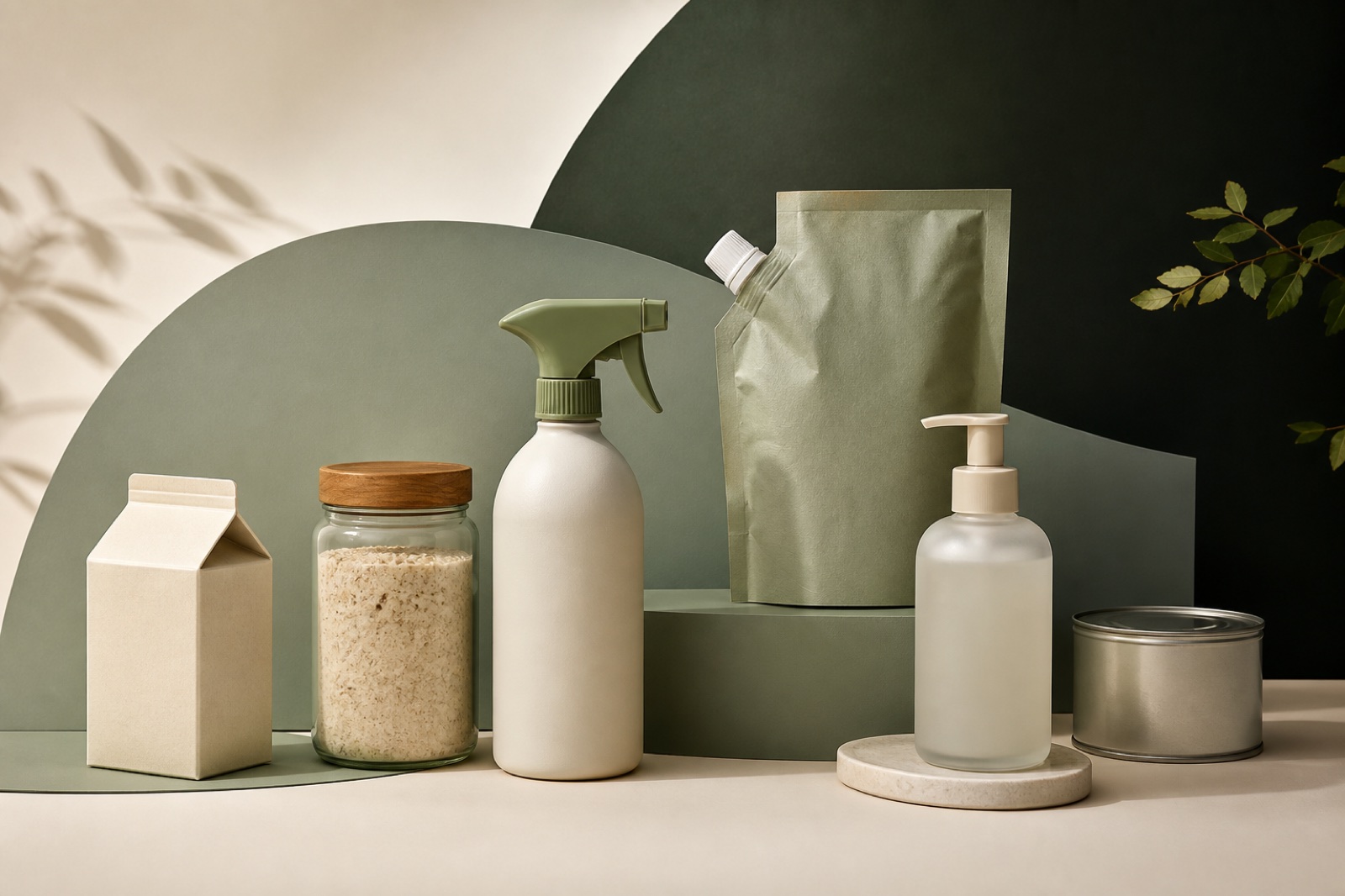 A refined studio arrangement of unbranded everyday household products